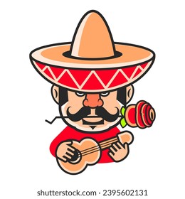 Cinco de Mayo vector set sombreros, pinatas, a guitar, cactus flowers and decoration 