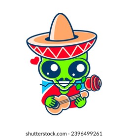 Cinco de Mayo vector set sombreros, pinatas, a guitar, cactus flowers and decoration 