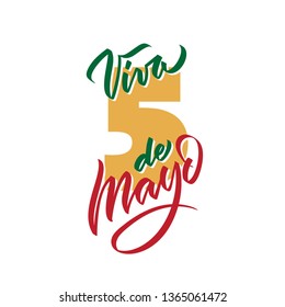 Cinco de Mayo vector typography. 5 of May on Spanish holiday vector calligraphy. Cinco de Mayo holiday banner. Mexican holiday lettering isolated on white.