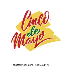 Cinco de Mayo vector typography. 5 of May on Spanish holiday vector calligraphy. Cinco de Mayo holiday banner. Mexican holiday lettering isolated on white.