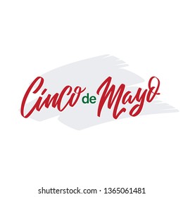 Cinco de Mayo vector typography. 5 of May on Spanish holiday vector calligraphy. Cinco de Mayo holiday banner. Mexican holiday lettering isolated on white.