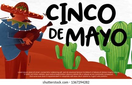 Cinco de mayo watercolor illustration. Cinco de mayo background