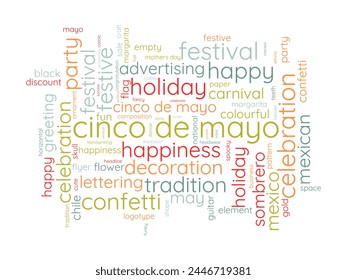 Cinco de Mayo word cloud template. Cultural concept vector background.