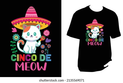 Cinco de meow. Cinco De Mayo New T-Shirt