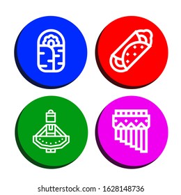 cinco icon set. Collection of Burrito, Regional dance, Zampona icons