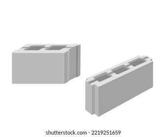 Gráfico vectorial del material de construcción de hormigón de bloques de cenizas aislado sobre fondo blanco