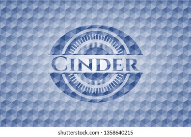 Cinder blue polygonal badge.
