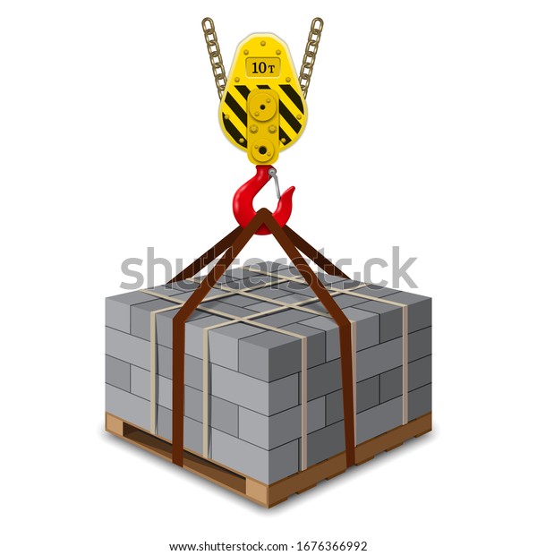 Cinder Concrete Block On Wooden Pallet Stock Vector Royalty Free 1676366992