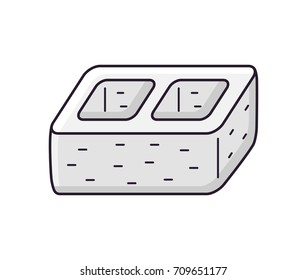 Cinder concrete building block isolated