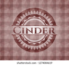 Cinder red emblem with geometric pattern. Seamless.