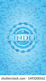 Cinder sky blue emblem with mosaic ecological style background
