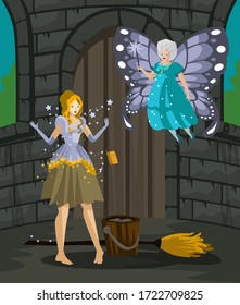 Cinderella fairy tale with magical dress 