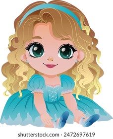 cinderella girl cartoon character sitting with her shoes vector illustrator