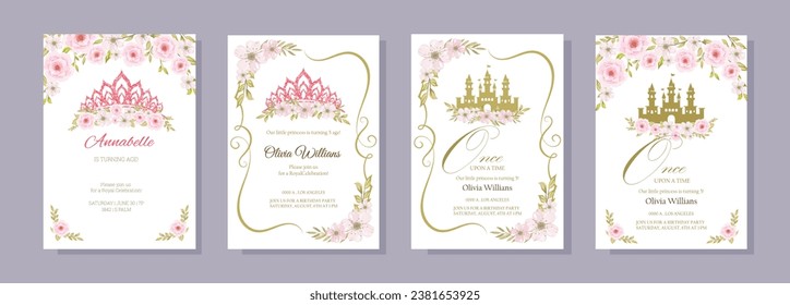 cinderella invitation. Invitation to the princess's birthday party. Template for baby shower invitation. It is a girl svg
