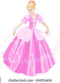 Cinderella is looking at her new ball dress svg