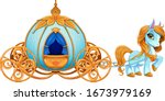 Cinderella pumpkin carriage. Vector isolated illustration
