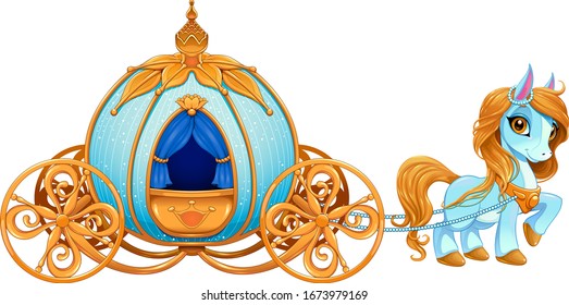 Cinderella pumpkin carriage. Vector isolated illustration svg