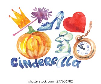 Cinderella set watercolor 