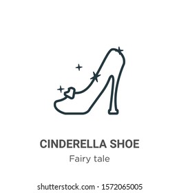 Cinderella shoe outline vector icon. Thin line black cinderella shoe icon, flat vector simple element illustration from editable fairy tale concept isolated on white background