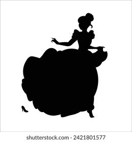 Cinderella silhouette woman vector illustration