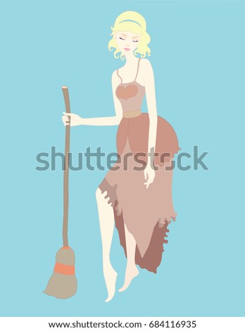 Cinderella sweeping the floors.