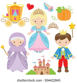 Cinderella vector cartoon illustration