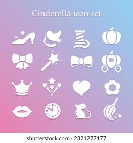cinderella vector icon set pack svg