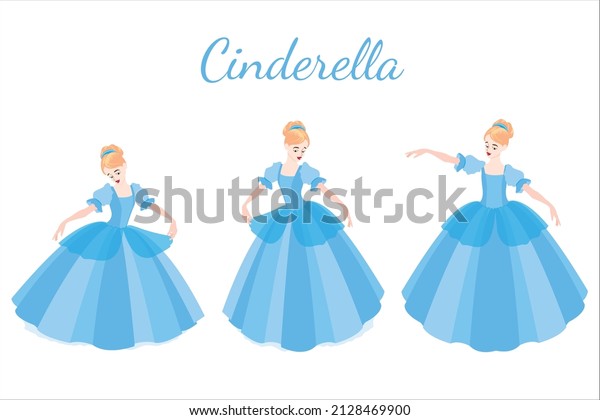 cinderella vector illustration design suitable for fairy tale cartoon character princess children's book fairy tale day