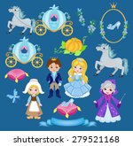 Cinderella vector illustration set