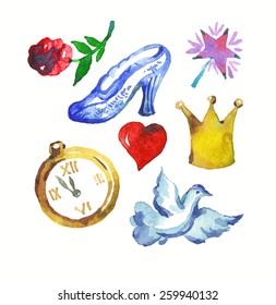 cinderella watercollor