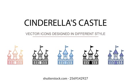 Cinderella's Castle icon design with white background stock illustration