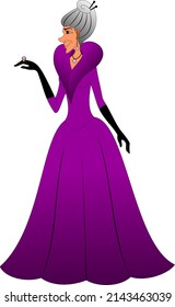 Cinderella's evil stepmother, in purple dress and black gloves svg