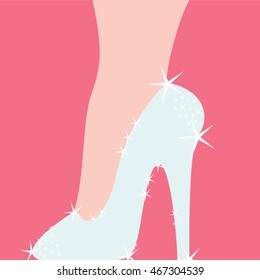 Cinderella's shoe vector illustration isolated in a pink background