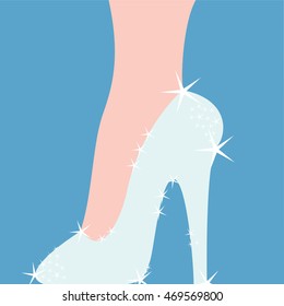 Cinderella's shoe vector illustration isolated in a blue background