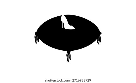 Símbolo de la zapatilla de Cenicienta, silueta aislada negra