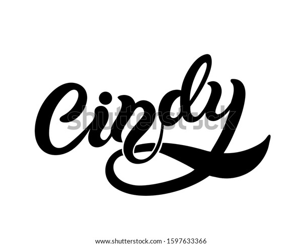 Cindy Womans Name Hand Drawn Lettering Stock Vector Royalty Free 1597633366