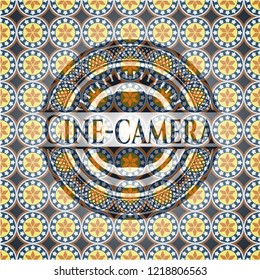 Cine-camera arabic style badge. Arabesque decoration.