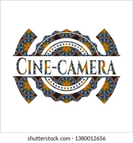 Cine-camera arabic style emblem. Arabesque decoration.