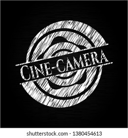 Cine-camera chalkboard emblem on black board