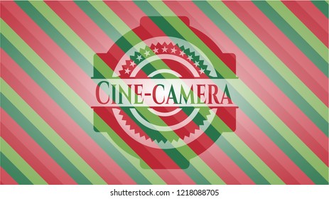 Cine-camera christmas badge background.