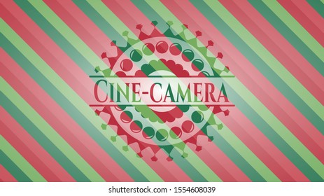 Cine-camera christmas badge. Vector Illustration. Detailed.