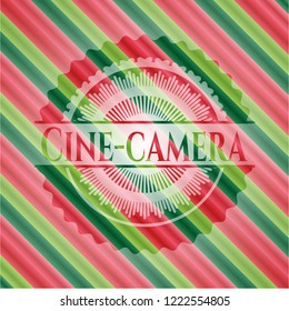 Cine-camera christmas colors style badge.