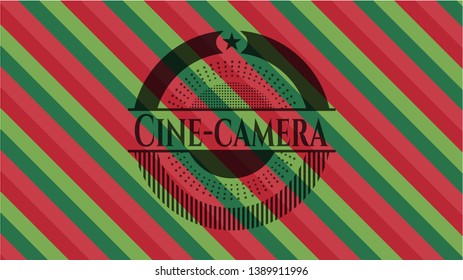 Cine-camera christmas emblem background. Vector Illustration. Detailed.