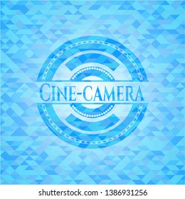 Cine-camera light blue mosaic emblem