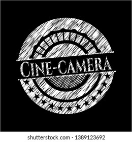 Cine-camera on chalkboard. Vector Illustration. Detailed.