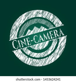 Cine-camera on chalkboard. Vector Illustration. Detailed.