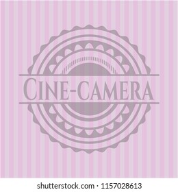 Cine-camera pink emblem. Vintage.