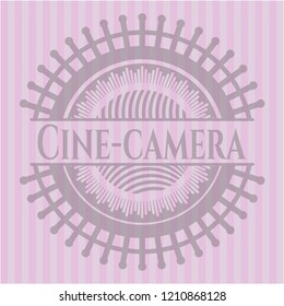 Cine-camera pink emblem. Vintage.