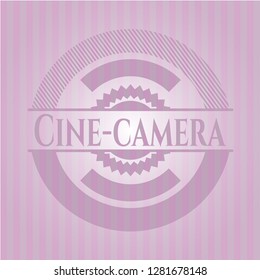 Cine-camera pink emblem. Vintage.