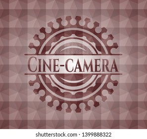 Cine-camera red geometric emblem. Seamless.